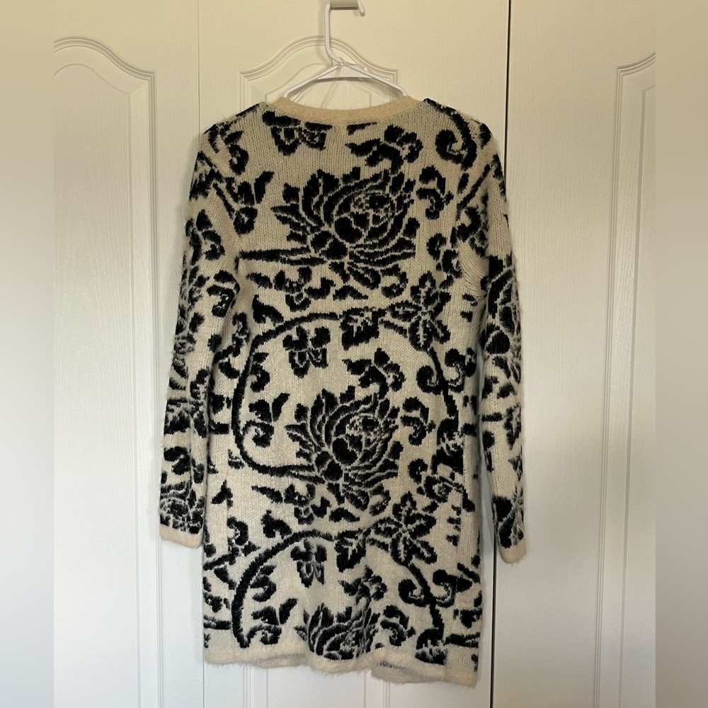 baciano black and white long cardigan size small - Picture 6 of 8